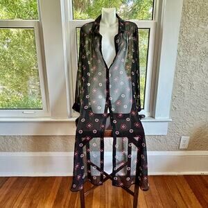 Bongo Women’s 3XL Sheer Black Fabric Sleepwear or Bathing Suit Cover-Up